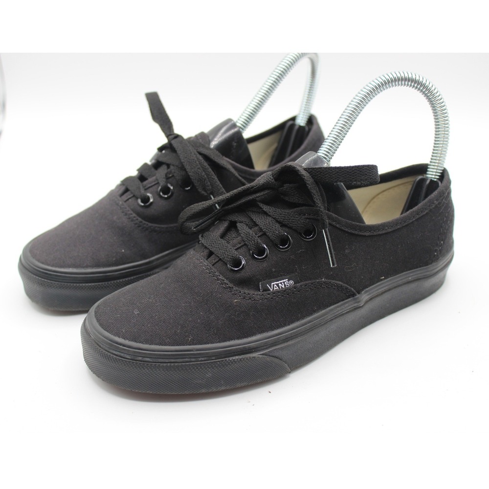 Vans Authentic Black Black Canvas Low Top Skate Shoes Mens 3.5 Womens 5.0 508731